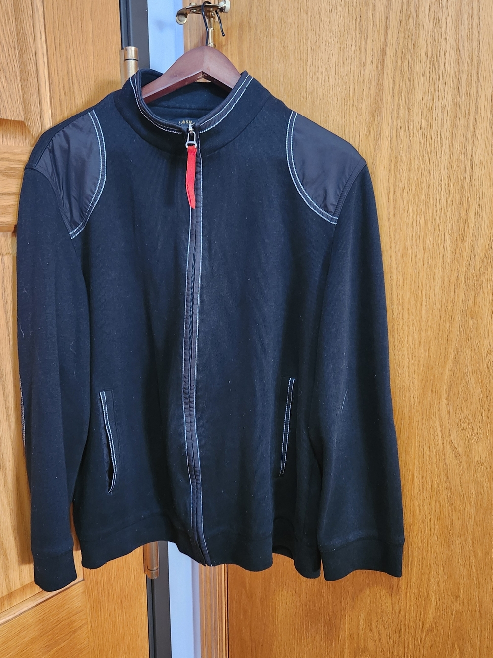 Paul & Shark Black Zip Jacket with Red Pull Tab